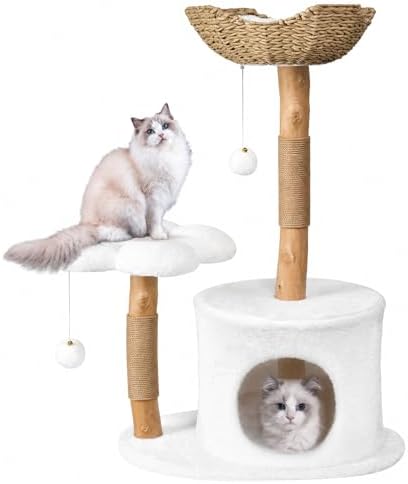 Easyego Modern Cat Tree, 36.6" Aesthetic Wood Cat Tree Tower by Easyego