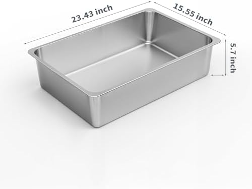 Kirecoo XL Stainless Steel Cat Litter Box High Sided - Image 2
