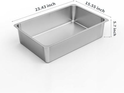 Kirecoo XL Stainless Steel Cat Litter Box High Sided - Image 2