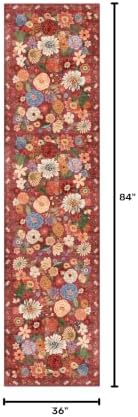 Red Floral Hallway Runner Rug 3x7 - Image 2