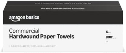 Amazon Basics 1-Ply White Hardwound Paper Towels | Bulk | High Capacity Roll | by AmazonBasics