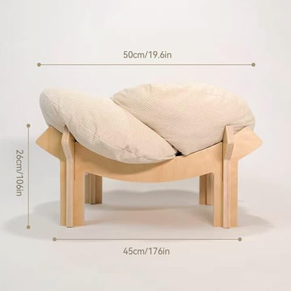PACHIRA Elevated Cat Bed Wooden, Cat Couch Fluffy, Cat Sofa Flower - Image 5