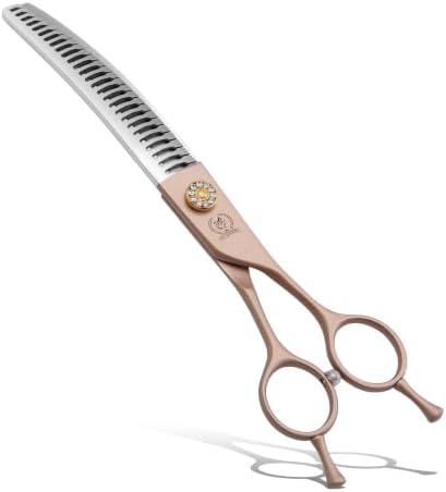 Professional Curved Chunker Dog Grooming Scissors 7.0'' Rose Gold Thinning by FenicePeak