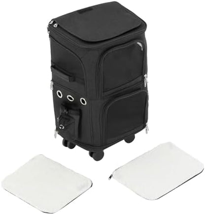 2-Tier Rolling Pet Carrier for Cats & Dogs, Removable Divider, Telescopic Handle - Image 7