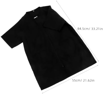 PET Grooming Apron Zippered Short Sleeve Black Polyester - Image 2