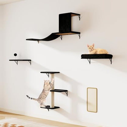 COZIWOW 5-Piece Wall Mounted Cat Wall Shelves Set Grey by COZIWOW