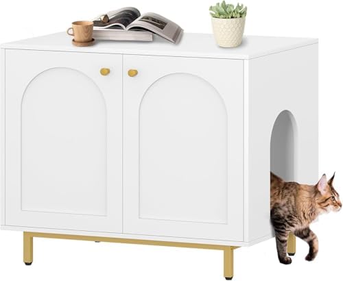 Hzuaneri Cat Litter Box Enclosure, Hidden Litter Box Furniture, Sisal Mat by Hzuaneri