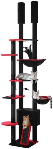 PEQULTI Floor to Ceiling Cat Tree Tower, Height Adjustable 230-252cm by PEQULTI