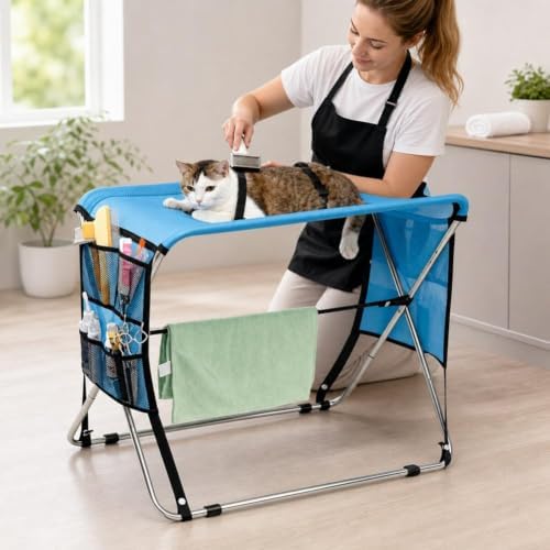 Foldable Pet Grooming Table, for Holding Anxious Cat During Baths - Image 2