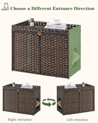 SETVSON Cat Litter Box Enclosure Furniture, Handwoven PE Rattan - Image 6