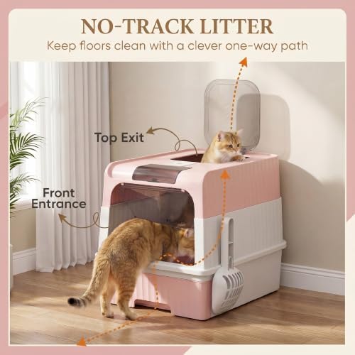 PawHut Cat Litter Box with Lid, Pull-Out Drawer Tray - Image 3