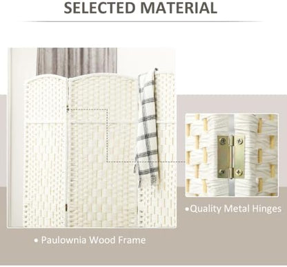 HOMCOM 3 Panel Room Divider 6 Ft Privacy Screen Hand-Woven White - Image 5
