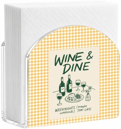 Wine Dine Wine Bottle Print Acrylic Napkin Holder by ENGVZ
