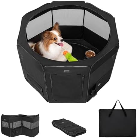 PETSFIT Portable Dog Playpen 29", Removable Waterproof Mat, Zippered Roof by Petsfit