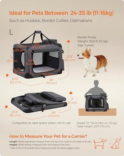 Feandrea Collapsible Soft Dog Crate, Portable Travel Carrier, 28 Inches - Image 5