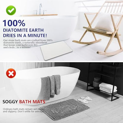 Fast Drying Stone Bath Mats for Bathroom, Non-Slip Diatomaceous Earth Bath Mat - Image 4