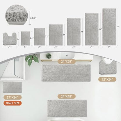 Disolla Gray Bathroom Rugs 24x48, Microfiber Non-Slip Plush Thick Bath Mat - Image 2