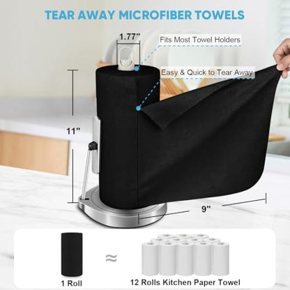AIDEA Microfiber Cleaning Cloth Roll 55 Sheets, Cleaning Rags Black 11×9" - Image 2