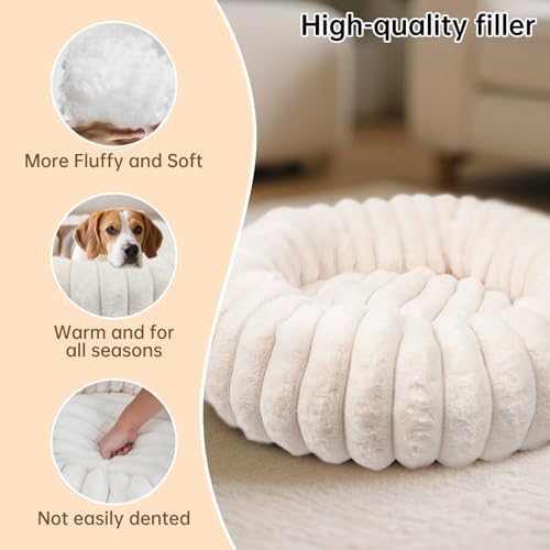 Donut Small Medium Dog Bed Washable Kitty & Puppy Bed, 23in White - Image 5
