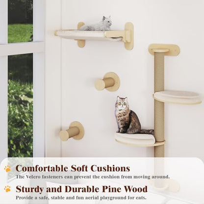 BYBYME 7 Pcs Wall-Mounted Cat Shelves, Kitten Platform & Cat Bed - Image 6