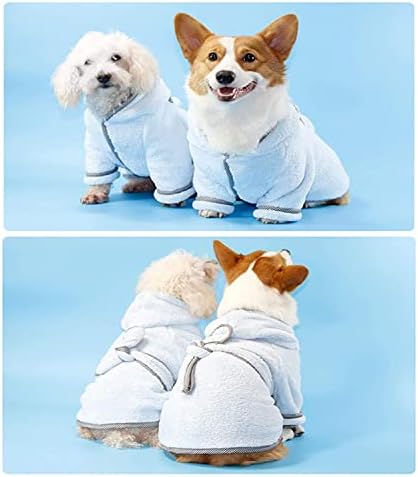 Dog Bathrobe, Microfiber Fast Drying Absorbent Hooded Bath Towel White - Image 5
