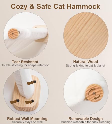 Cat Wall Hammock with Floating Hammock, 2 Four-Step Ladders & 1 Flat Shelf - Image 6