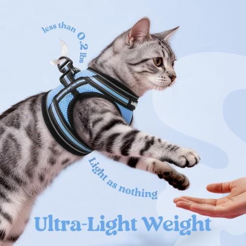 rabbitgoo Cat Harness and Leash Set, Step-in Soft Vest, Light Blue - Image 6