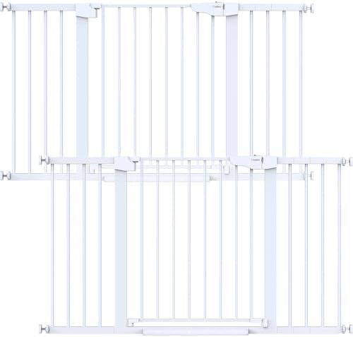 Cumbor 2 Pack 30-54" Baby Gate for Stairs, Auto Close Dog Gate Indoor White by Cumbor