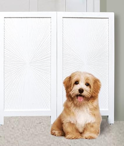 Wooden Dog Gate 56x28, 4 Panel Foldable Pet Gate, Indoor Safety Gate - Image 4