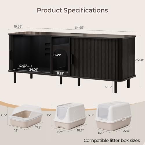 65" Double Cat Litter Box Enclosure - Image 2