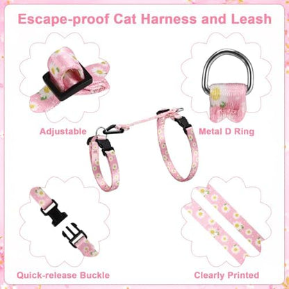 2 Pack Floral Cat Harness and Leash, Escape Proof Adjustable Kitten Harness - Image 3
