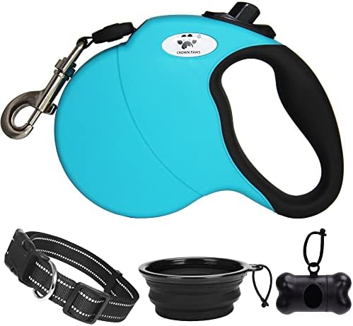 16 ft Retractable Dog Leash for Large Dogs up to 110 lbs, Tangle-Free Nylon Tape by CROWN+PAWS