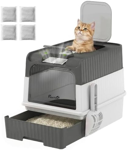 PawHut Cat Litter Box with Lid, Pull-Out Drawer Tray by PawHut
