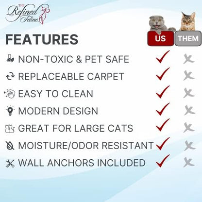 THE REFINED FELINE 60 Inch Lotus Branch Cat Shelf in Brown Mahogany - Image 4