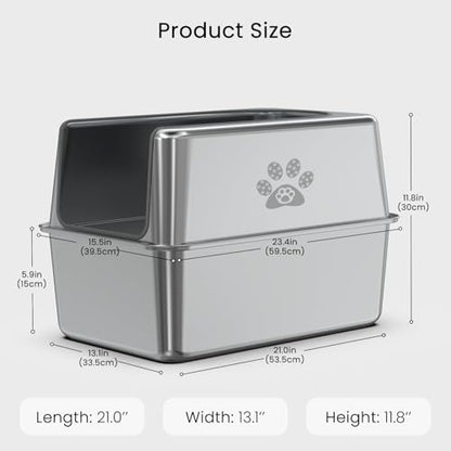 Enclosed Stainless Steel Cat Litter Box - Image 2