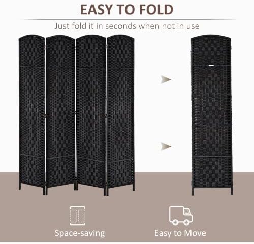 HOMCOM Room Divider 4-Panel, 6FT-Tall Folding Privacy Screen - Image 3