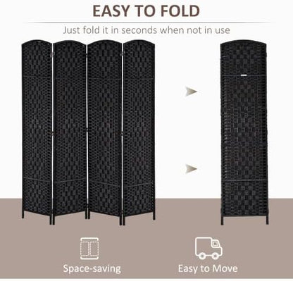 HOMCOM Room Divider 4-Panel, 6FT-Tall Folding Privacy Screen - Image 3