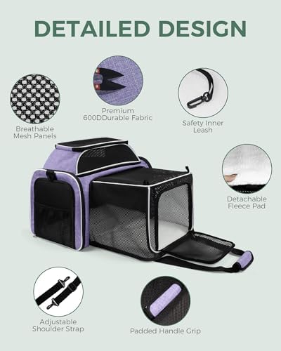 Cat Carrier Bag, Airline Approved Pet Carrier Soft Side Pet Travel 5 Sides Open - Image 3
