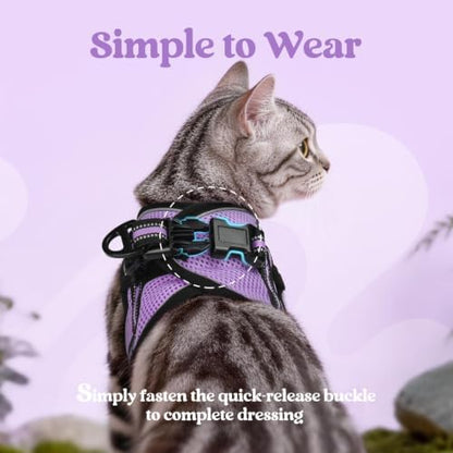 rabbitgoo Cat Harness and Leash Set, Step-in Soft Vest, Light Purple - Image 4