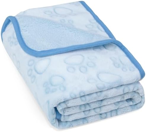 Blue Dog Blanket for Puppy Accesssories Boy, Washable Soft Puppy Essentials by STUFFED
