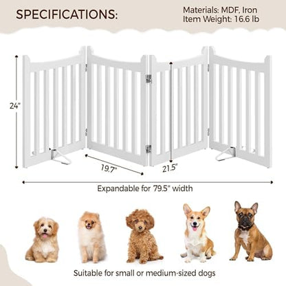 Yaheetech 24in 4-Panel Wooden Freestanding Pet Gate - Image 4