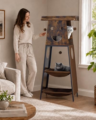 56in Modern Wood Cat Tree Tower - Image 4
