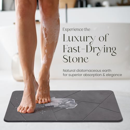 Quick Dry Shower Stone Bath Mat, Super Absorbent & Non-Slip 24 x 16 Inch - Image 4