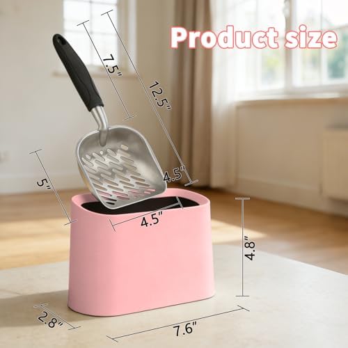 Metal Cat Litter Scoop with Holder, Lidded Caddy Set - Image 3