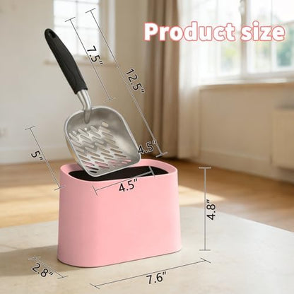 Metal Cat Litter Scoop with Holder, Lidded Caddy Set - Image 3