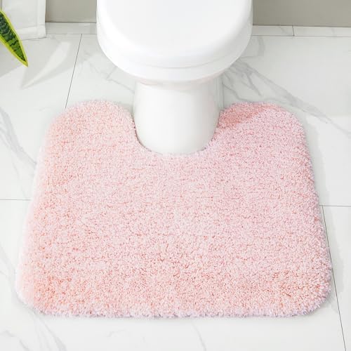 Disolla Toilet Rug 22x24 Pink, Soft Toilet Mat U-Shaped Washable - Image 6