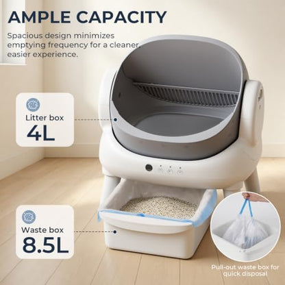Automatic Litter Box, Open Top Self Cleaning Litter Box Grey - Image 5