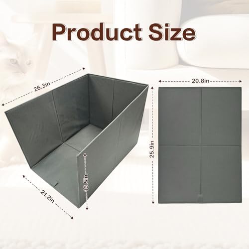 Cat Litter Box Enclosure Splash Guard Large Foldable Removable Mat, Tall - Image 2