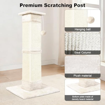 Cat Scratching Post 33 Inch for Indoor Cats, Sisal Cat Scratcher - Image 3