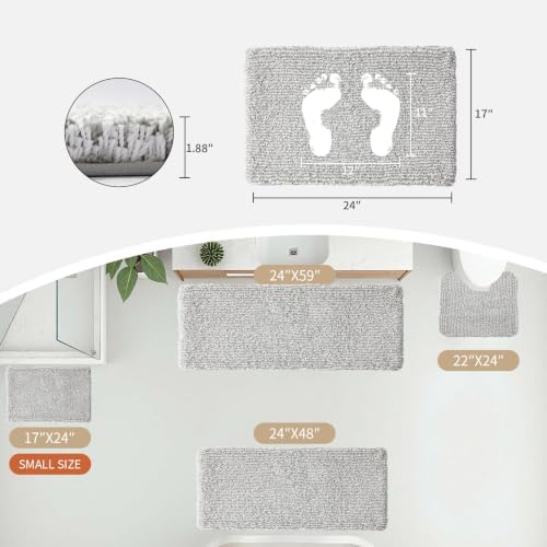 Disolla Grey & White Bathroom Rugs 17x24, Non-Slip Plush Small Bath Mat - Image 2